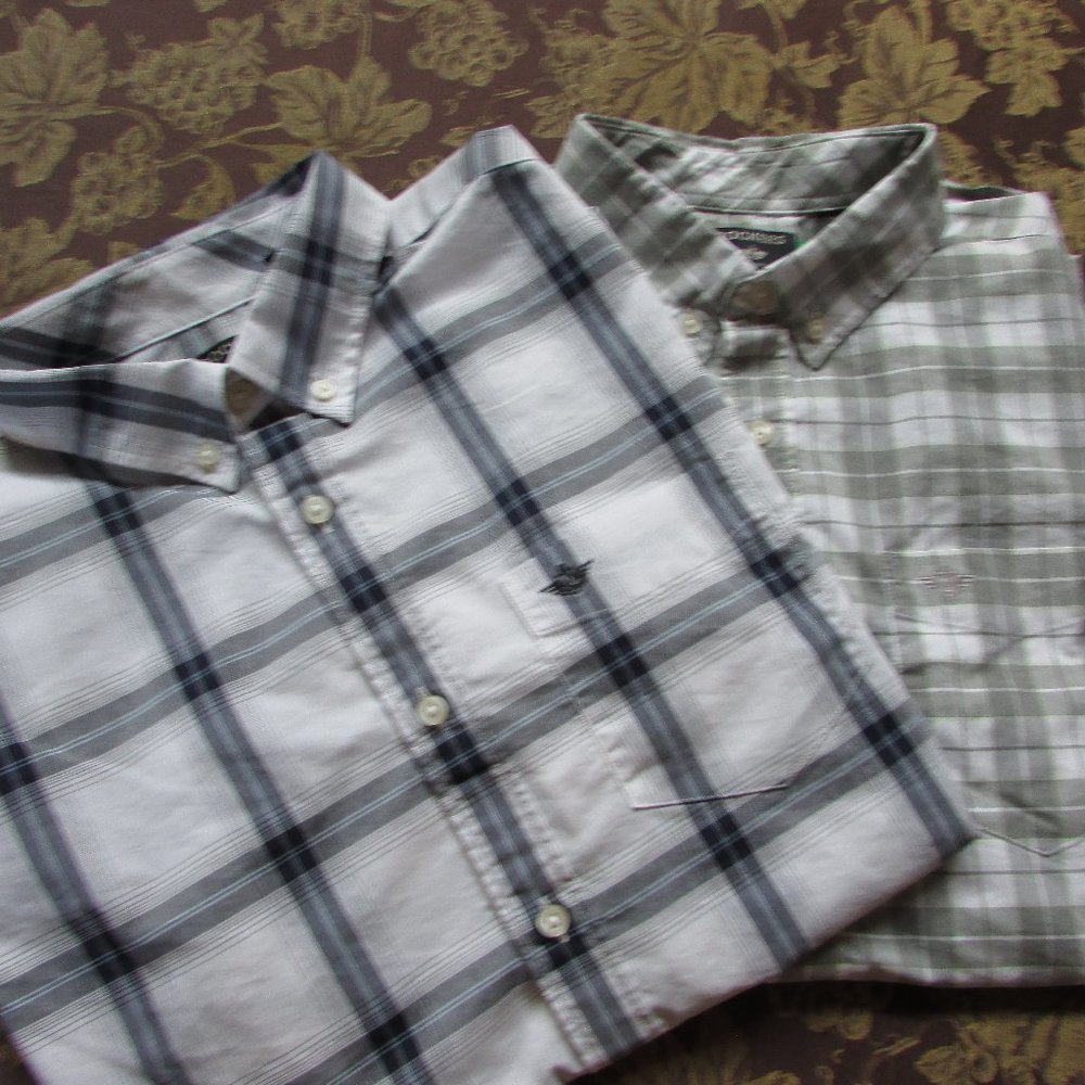 Two Plaid Dockers No Iron Short Sleeve Shirts